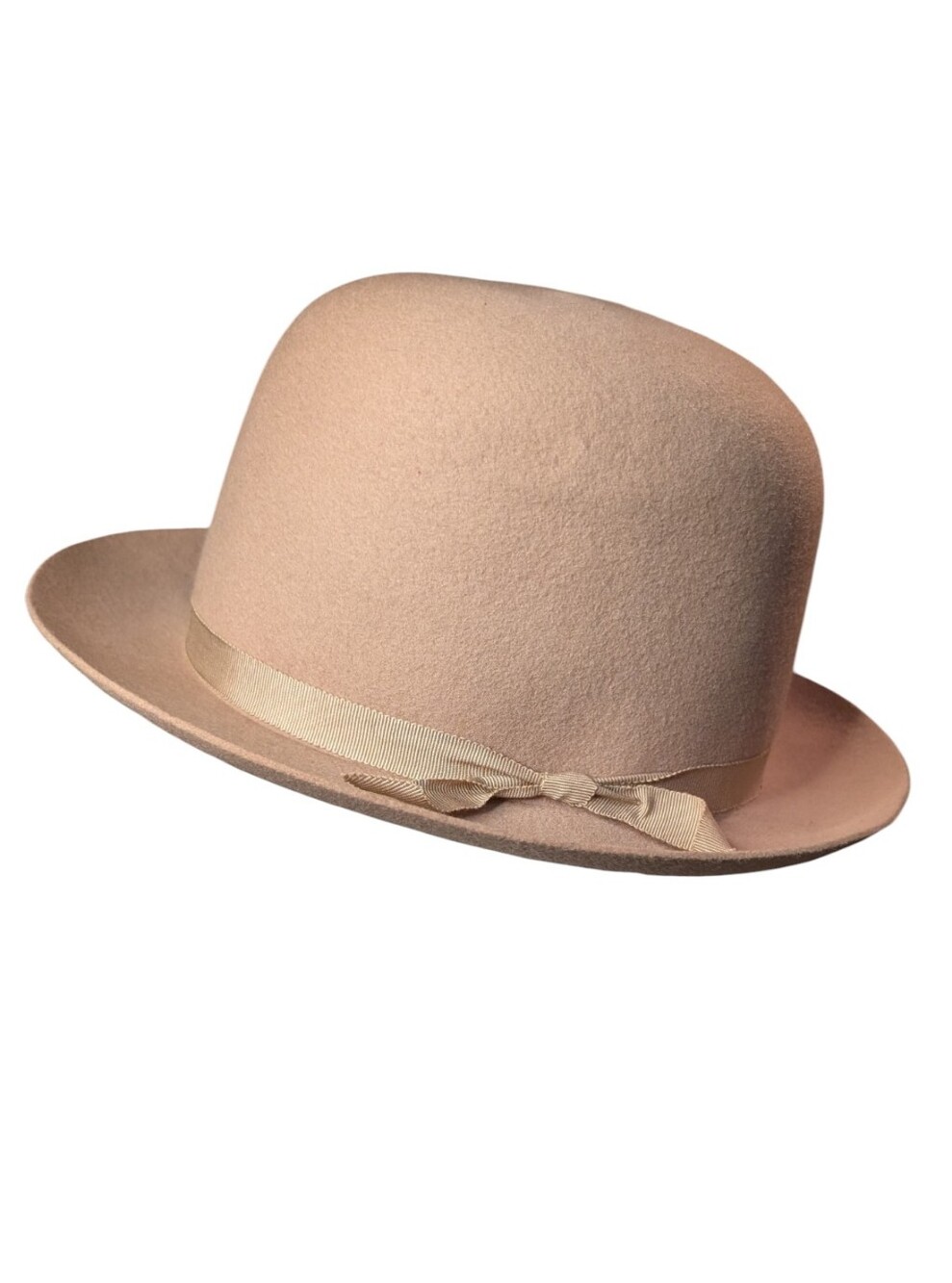 Vintage 1960s Madcaps New York Paris Beige Wool Felt Bowler Hat Derby Mod 60s OS